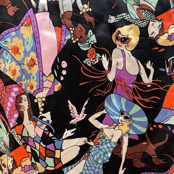 Edgemont 100% Silk Retro Themed Printed Tank Blouse - Size Medium - Picture 12 of 13